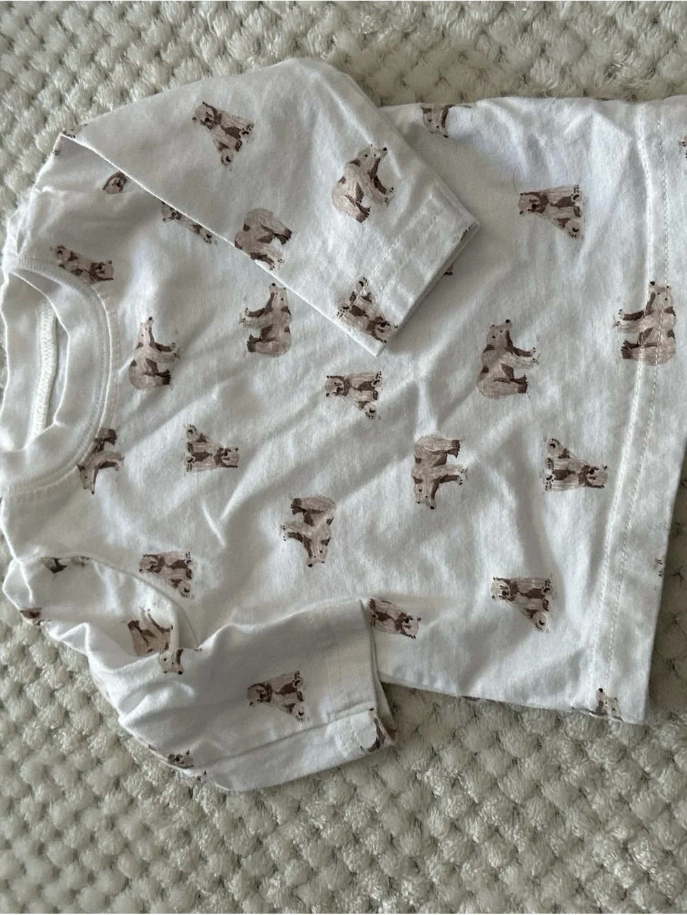 Carter's White Long-Sleeve Tee with Brown Bear Print